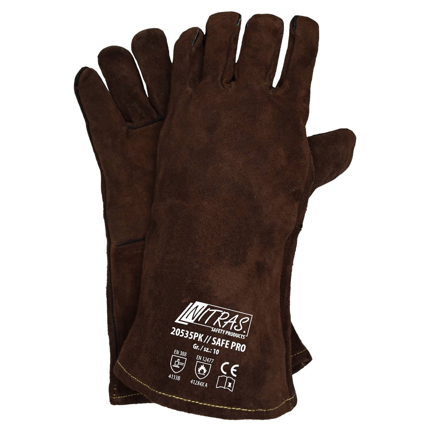 Schweißerhandschuh NITRAS 20535PK // SAFE PRO, Spaltleder, braun, Gr. 10