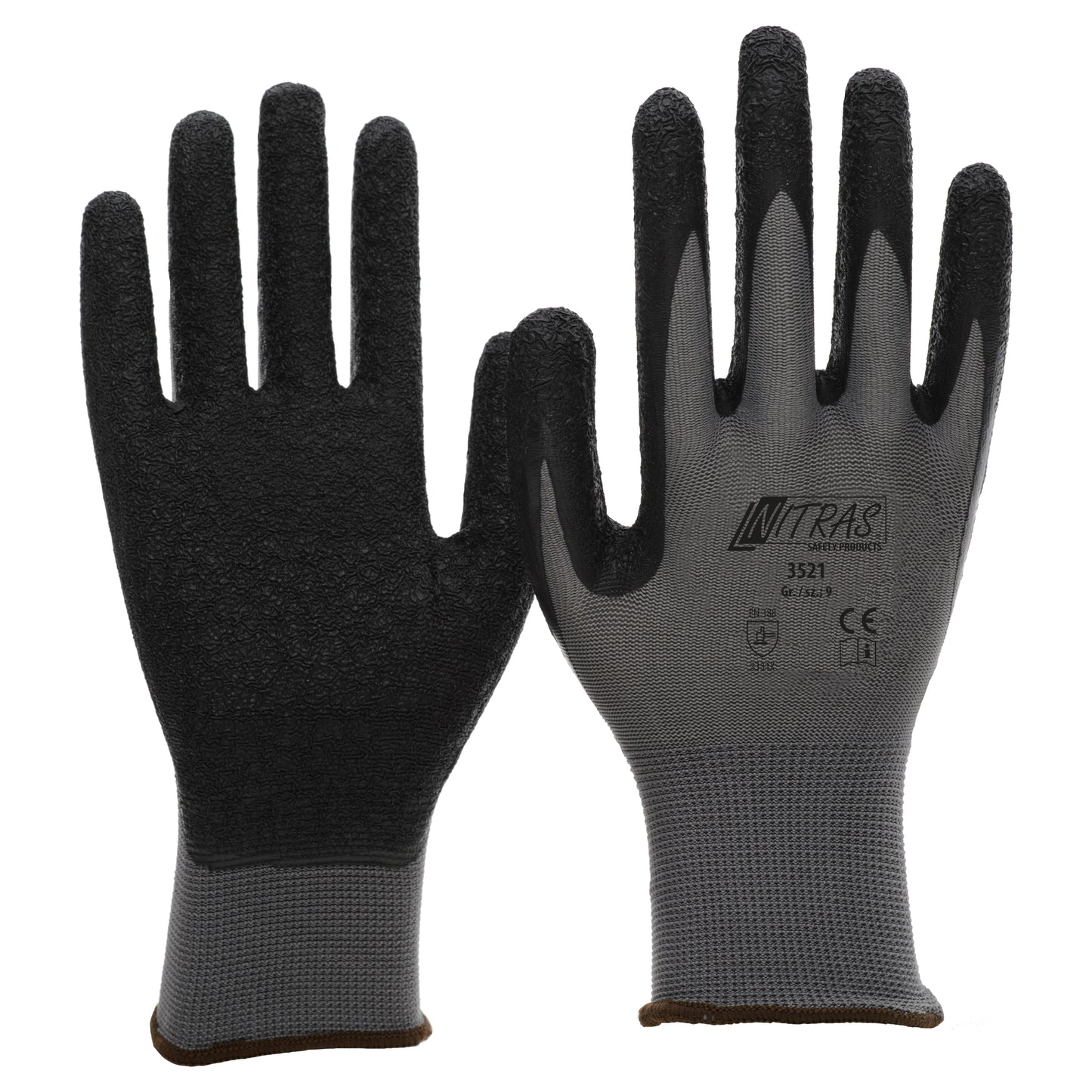 "Alte Ausführung" Arbeitshandschuh NITRAS 3521 Nylon, grau / Latex, schwarz, Gr. 11