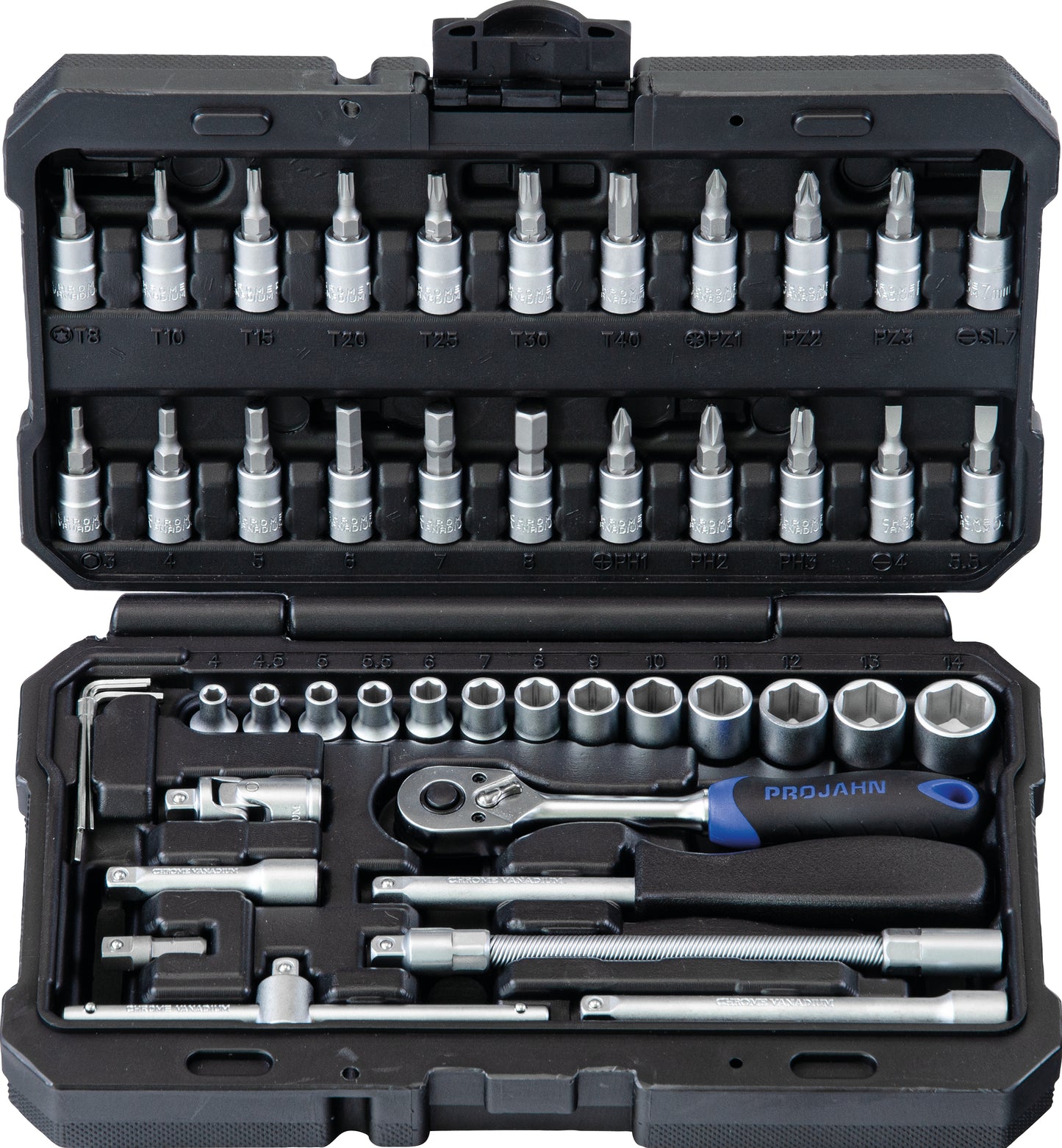 1/4" Steckschlüssel Satz PROJAHN, 46-tlg. proficraft