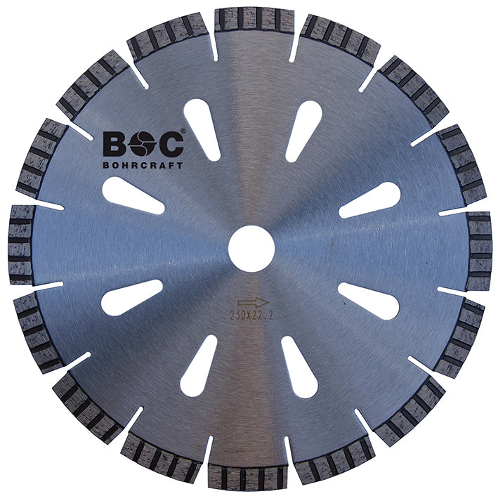 Bohrcraft Diamant-Trennscheibe Turbo PROFI-PLUS mit Kühllöchern//Segmenthöhe 10 mm.