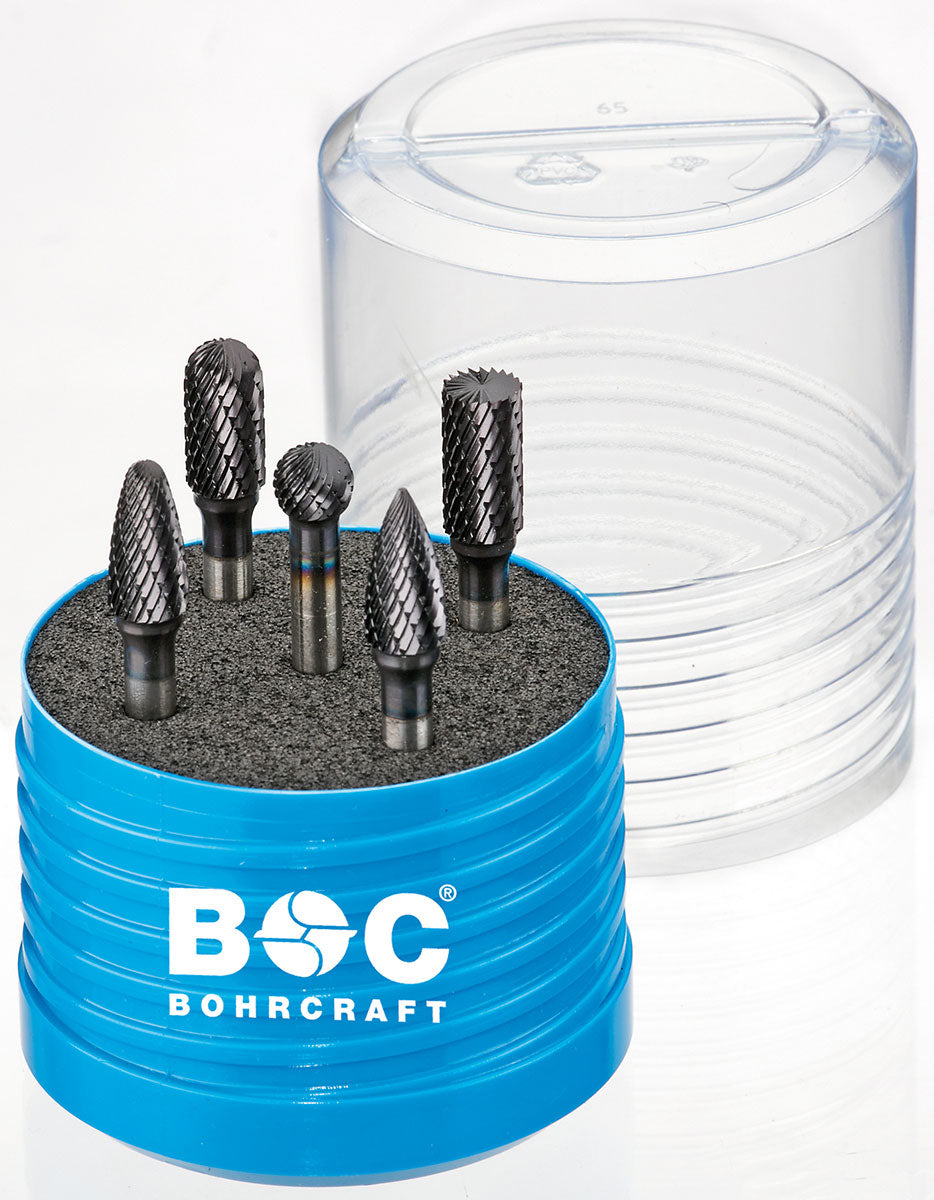 Bohrcraft R5 HM-Frässtifte mit Kreuzverzahnung, 5-tlg. versch. Varianten