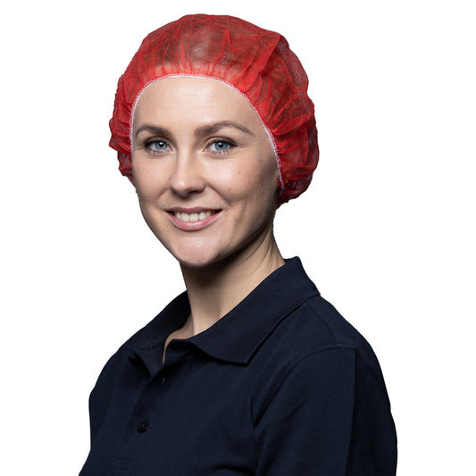 Baretthaube, PP, rot Dm. ca. 52cm, Vliesstoff, glasfaserfrei und atmungsaktiv, Beutel à 100 Stk.