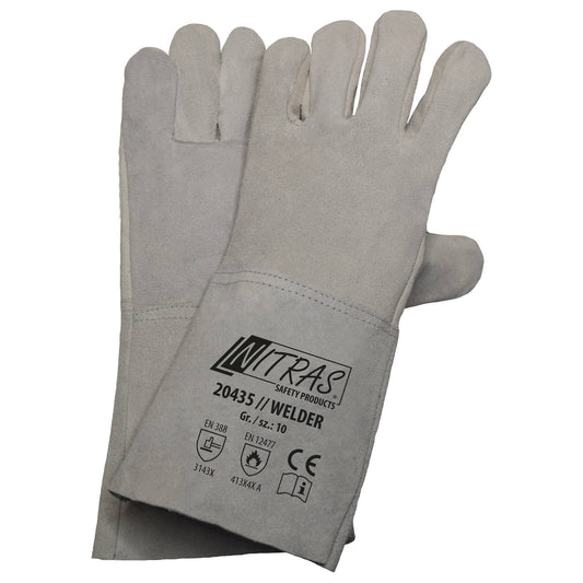 Schweißerhandschuh NITRAS 20435 // WELDER, Spaltleder, grau, versch. Größen