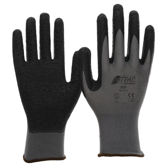 "Alte Ausführung" Arbeitshandschuh NITRAS 3521 Nylon, grau / Latex, schwarz, Gr. 11