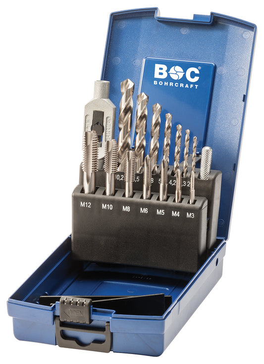Bohrcraft EGB15-K Einschnittgewindebohrer HSS-G DIN 352 //M3-M12, 15-tlg. 41201330015