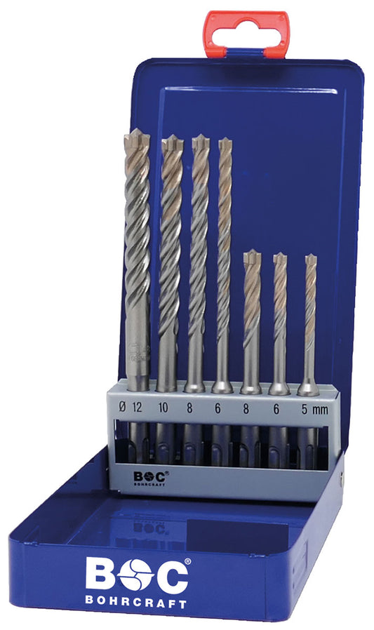 Bohrcraft HB7 QX-4 Hammerbohrer SDS+ mit 4 Schneiden Vollhartmetallkopf 7-tlg. 26121410007