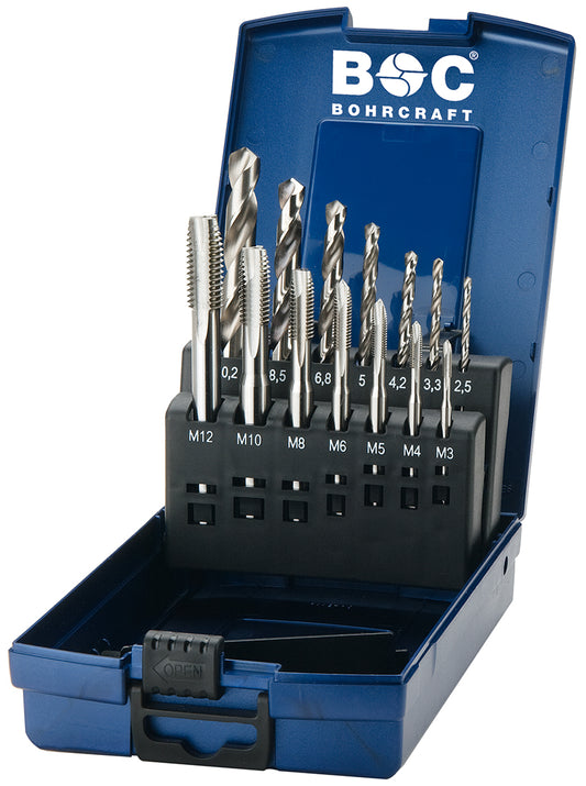 Bohrcraft MGB14 Maschinengewindebohrer-Set M3-M12 + Kernlochbohrer, 14-tlg. versch. Varianten