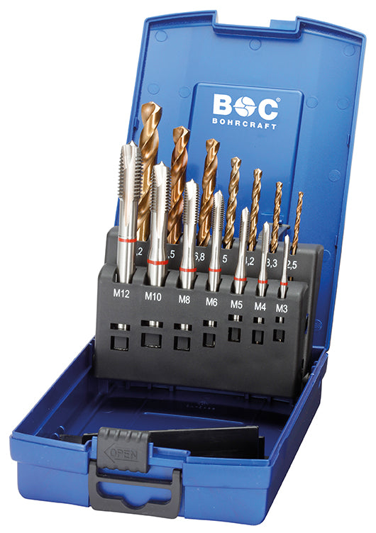 Bohrcraft MGB14G-K Rotring Maschinengewindebohrer-Set M3-M12 + Kernlochbohrer, 14-tlg. 41731330014