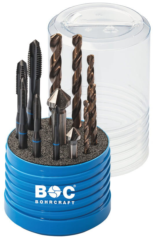 Bohrcraft RG12 VA Blauring Maschinengewindebohrer-Set M3-M12 + Kernlochbohrer, 14-tlg. 41441430012