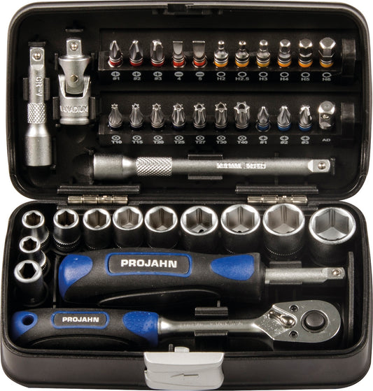 Mini-Steckschlüssel- und Bit-Box metrisch 1/4" PROJAHN, 38-tlg.