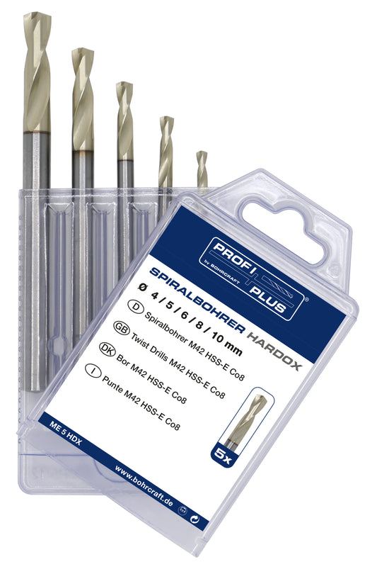 Bohrcraft ME5 HDX M42 HSS-E (Co8) HARDOX Spiralbohrer 4-10 mm // 5-tlg. P-Plus 15081330005